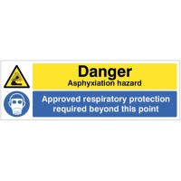 Danger - Asphyxiation  - Hazard Approved Respiratory Protection Beyond this Point 