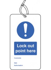 Lockout Tag - Lock Out Point Here - 80 x 150mm (Pack of 10)