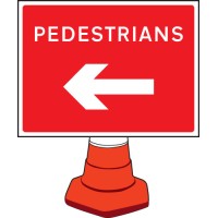 Pedestrians - Arrow Left - Cone Sign