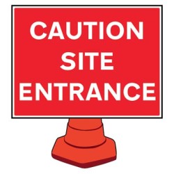 Caution - Site Entrance - Reflective Cone Sign