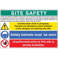 Site Safety - H&S Act - Construction Work - Helmets - Unauthorised Entry Forbidden